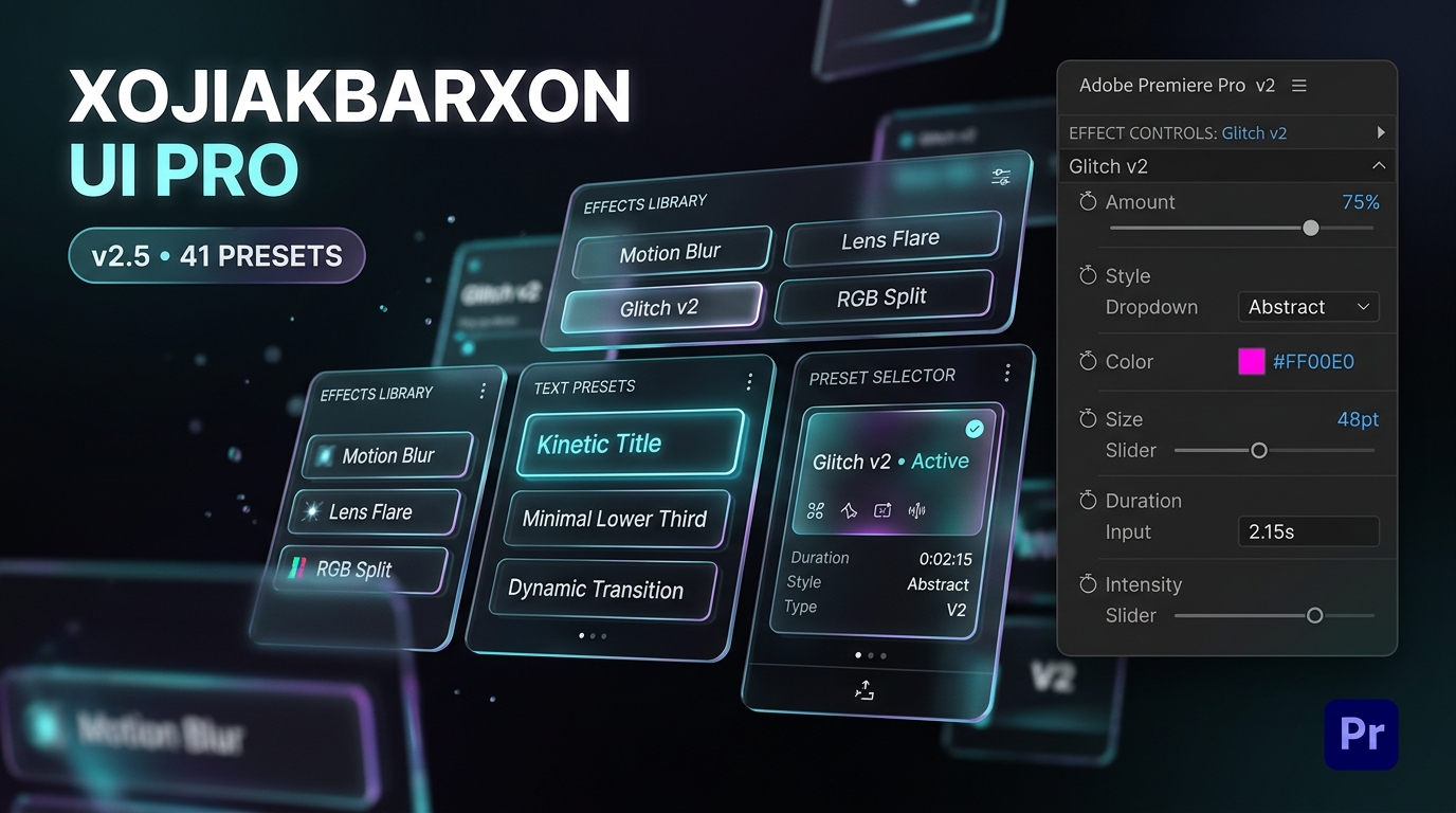 Xojiakbarxon UI Pro v2.5 – 3D Text Plugin Interface Preview